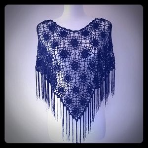 Beaded Crocheted top or cover up with fringe